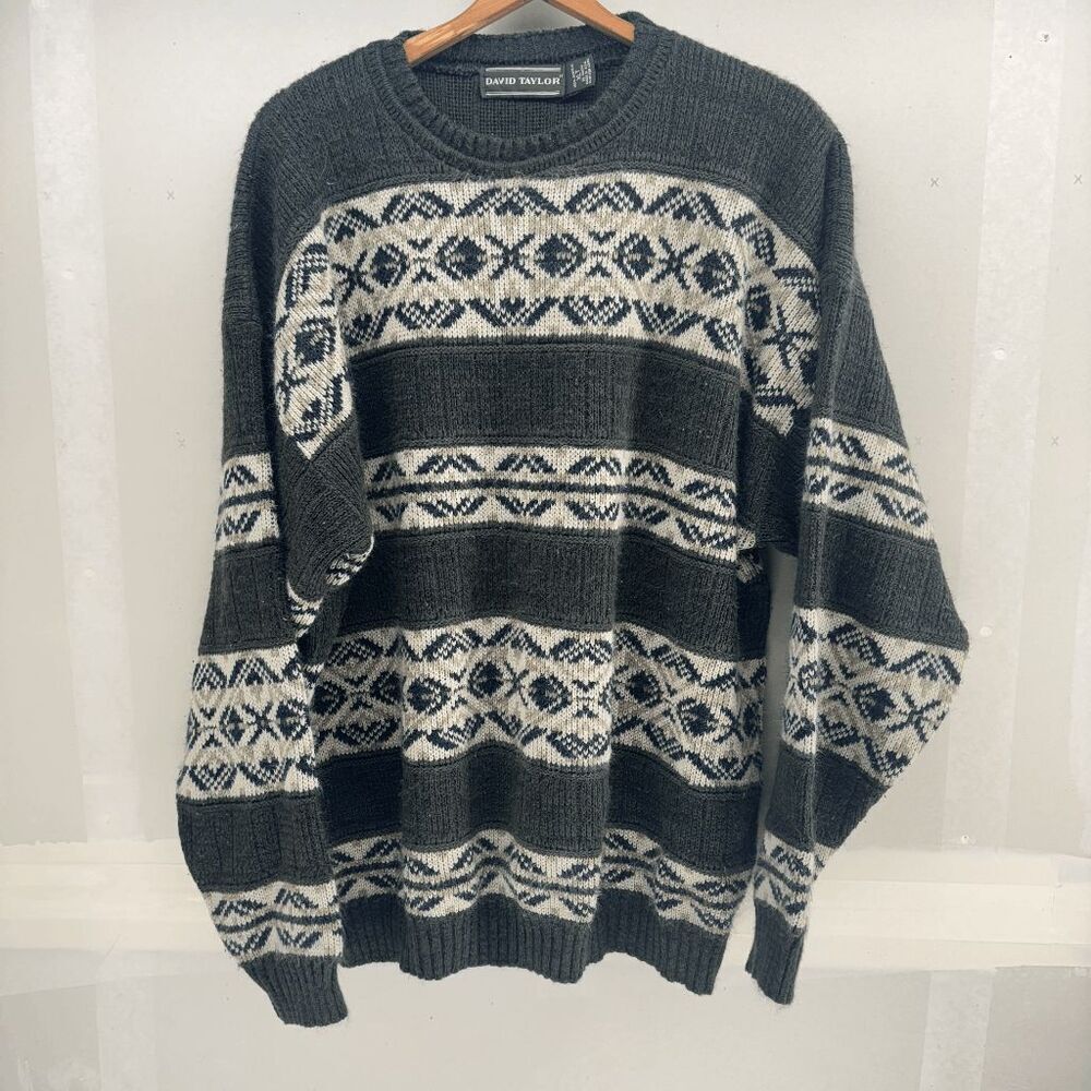 Vintage David Taylor Sweater Mens XLT Green 90s Pullover Preppy Golf Grandpa USA